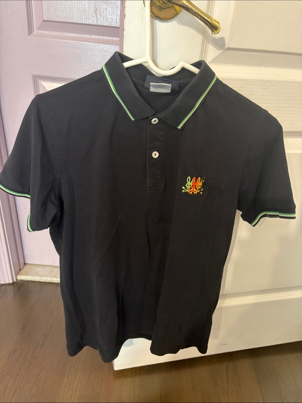 Psycho Bunny Black Polo with Lime & White Trim